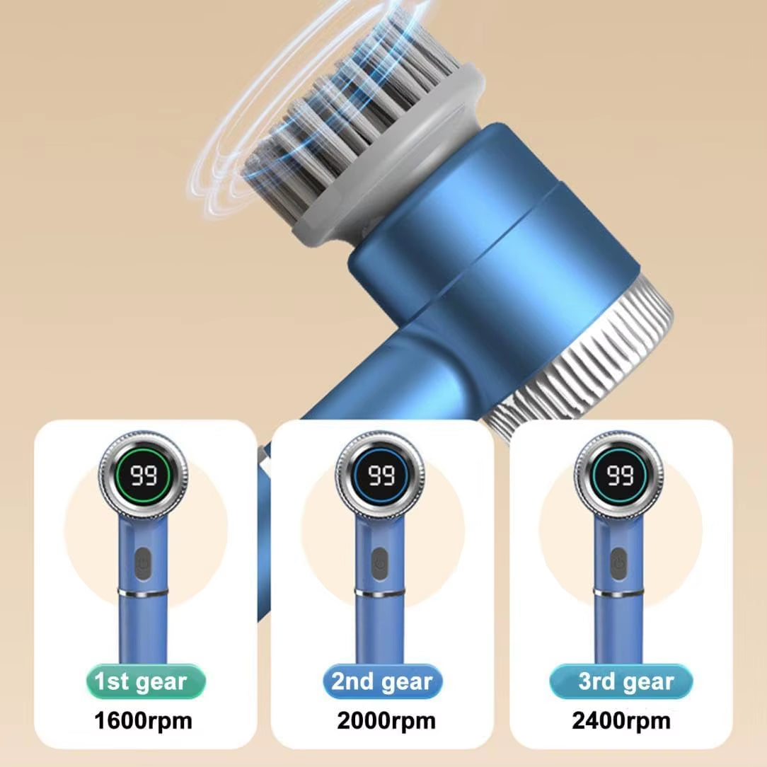 Wholesale Digital Screen Cordless Spin Scrubber 5 Replaceable Brush Heads USB Charged Handheld Electric Household Cleaner